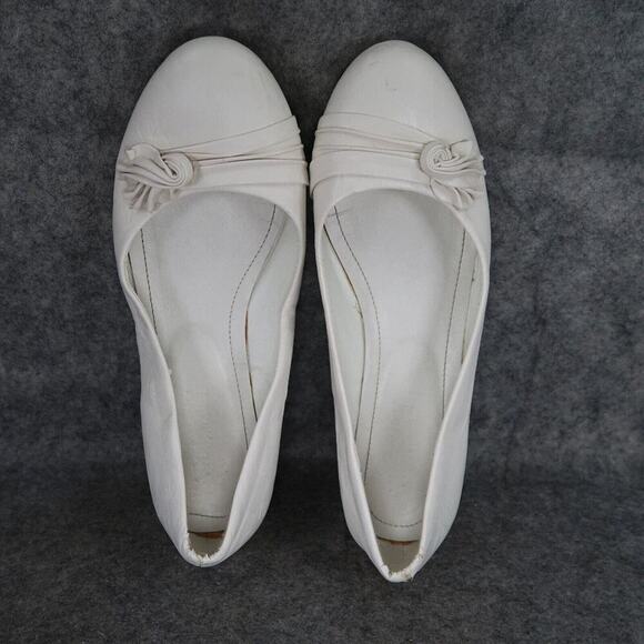 Shoes Womens 10 Ballet Flats Slip On Retro White Classic Vintage Casual - Picture 7 of 15